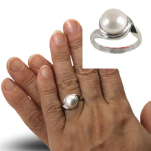 Load image into Gallery viewer, Solid Sterling Silver .925 White 9–10 mm Freshwater Pearl Solitaire Ring
