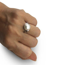 Load image into Gallery viewer, Solid Sterling Silver .925 White 9–10 mm Freshwater Pearl Solitaire Ring
