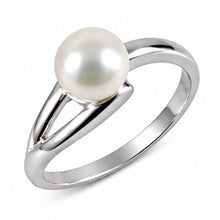 Load image into Gallery viewer, Solid Sterling Silver .925 5–6 mm White Freshwater Pearl Solitaire Ring