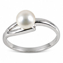 Load image into Gallery viewer, Solid Sterling Silver .925 5–6 mm White Freshwater Pearl Solitaire Ring