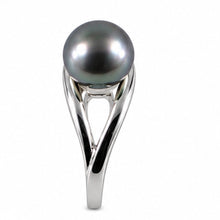 Load image into Gallery viewer, Solid Sterling Silver .925 5–6 mm Black-Grey Freshwater Pearl Solitaire Ring