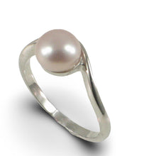 Load image into Gallery viewer, Solid Sterling Silver .925 Divot-Design Freshwater Pearl Solitaire Ring
