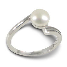 Load image into Gallery viewer, Solid Sterling Silver .925 Twin-Line Freshwater Pearl Solitaire Ring