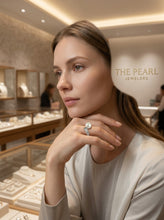 Load image into Gallery viewer, Solid Sterling Silver .925 Twin-Line Freshwater Pearl Solitaire Ring