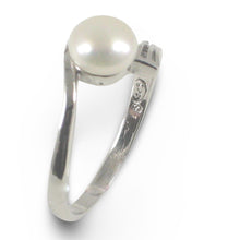Load image into Gallery viewer, Solid Sterling Silver .925 Twin-Line Freshwater Pearl Solitaire Ring