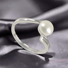 Load image into Gallery viewer, Solid Sterling Silver .925 Twin-Line Freshwater Pearl Solitaire Ring