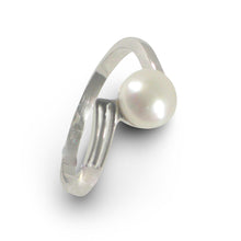 Load image into Gallery viewer, Solid Sterling Silver .925 Twin-Line Freshwater Pearl Solitaire Ring
