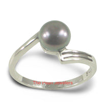 Load image into Gallery viewer, Solid Sterling Silver .925 Twin-Line Black Freshwater Pearl Solitaire Ring