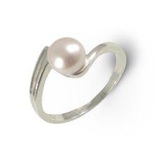 Load image into Gallery viewer, Solid Sterling Silver .925 Pink-Peach Freshwater Pearl Solitaire Ring