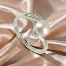 Load image into Gallery viewer, Solid Sterling Silver .925 Pink-Peach Freshwater Pearl Solitaire Ring