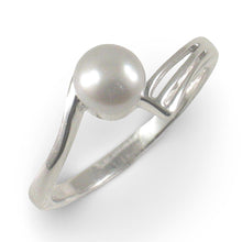 Load image into Gallery viewer, Solid Sterling Silver .925 Silver-Tone Freshwater Pearl Solitaire Ring