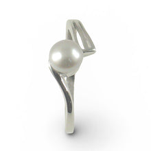 Load image into Gallery viewer, Solid Sterling Silver .925 Silver-Tone Freshwater Pearl Solitaire Ring