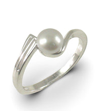 Load image into Gallery viewer, Solid Sterling Silver .925 Silver-Tone Freshwater Pearl Solitaire Ring