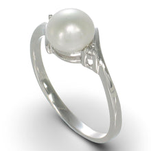 Load image into Gallery viewer, Solid Sterling Silver .925 White Freshwater Pearl with CZ Accent Ring