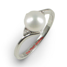Load image into Gallery viewer, Solid Sterling Silver .925 White Freshwater Pearl with CZ Accent Ring