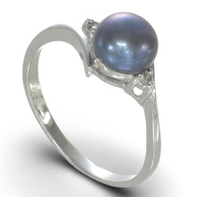 Load image into Gallery viewer, Solid Sterling Silver .925 Blue-Gray Freshwater Pearl with CZ Accent Ring