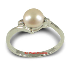 Load image into Gallery viewer, Solid Silver .925 Peach Pearl CZ Accent Ring