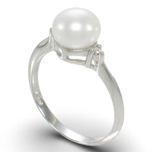 Load image into Gallery viewer, Solid Silver .925 White Pearl CZ Accent Ring