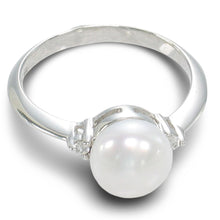 Load image into Gallery viewer, Solid Silver .925 White Pearl CZ Accent Ring