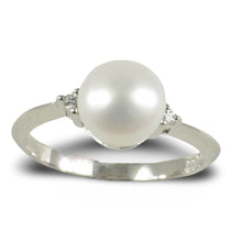 Load image into Gallery viewer, Solid Silver .925 White Pearl CZ Accent Ring