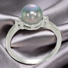 Load image into Gallery viewer, Solid Silver .925 Black Pearl CZ Accent Ring