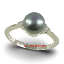 Load image into Gallery viewer, Solid Silver .925 Black Pearl CZ Accent Ring