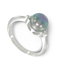Load image into Gallery viewer, Solid Silver .925 Black Pearl CZ Accent Ring