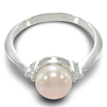 Load image into Gallery viewer, Solid Silver .925 Pink-Peach Pearl CZ Accent Ring