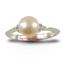 Load image into Gallery viewer, Solid Silver .925 Pink-Peach Pearl CZ Accent Ring