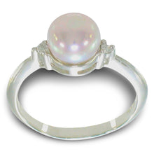 Load image into Gallery viewer, Solid Silver .925 Lavender-Pearl Solitaire CZ Ring