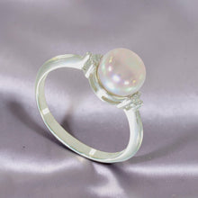 Load image into Gallery viewer, Solid Silver .925 Lavender-Pearl Solitaire CZ Ring