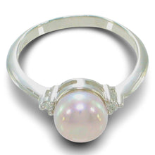 Load image into Gallery viewer, Solid Silver .925 Lavender-Pearl Solitaire CZ Ring