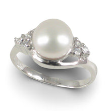 Load image into Gallery viewer, Solid Silver .925 White Pearl CZ Accent Ring