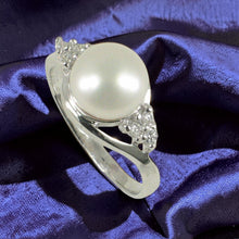 Load image into Gallery viewer, Solid Silver .925 White Pearl CZ Accent Ring
