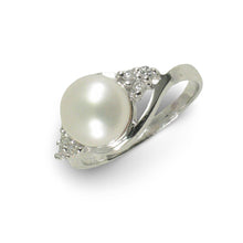 Load image into Gallery viewer, Solid Silver .925 White Pearl CZ Accent Ring