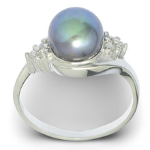 Load image into Gallery viewer, Solid Silver .925 Black-Pearl CZ Accent Ring