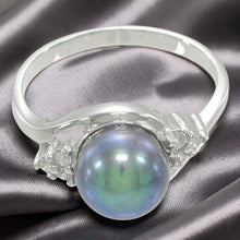 Load image into Gallery viewer, Solid Silver .925 Black-Pearl CZ Accent Ring