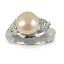 Load image into Gallery viewer, Solid Silver .925 Pink-Peach Pearl CZ Accent Ring
