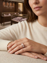 Load image into Gallery viewer, Solid Silver .925 Pink-Peach Pearl CZ Accent Ring