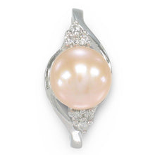 Load image into Gallery viewer, Solid Silver .925 Pink-Peach Pearl CZ Accent Ring