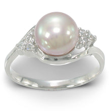 Load image into Gallery viewer, Solid Silver .925 Lavender-Pink Pearl CZ Accent Ring