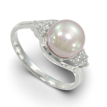 Load image into Gallery viewer, Solid Silver .925 Lavender-Pink Pearl CZ Accent Ring