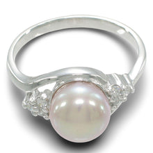 Load image into Gallery viewer, Solid Silver .925 Lavender-Pink Pearl CZ Accent Ring