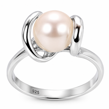 Load image into Gallery viewer, Classic .925 Sterling Silver Pink-Peach Pearl Ring