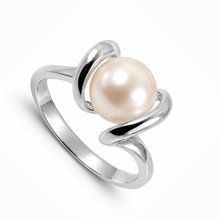 Load image into Gallery viewer, Classic .925 Sterling Silver Pink-Peach Pearl Ring
