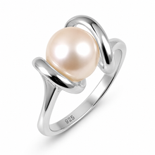 Load image into Gallery viewer, Classic .925 Sterling Silver Pink-Peach Pearl Ring
