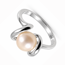 Load image into Gallery viewer, Classic .925 Sterling Silver Pink-Peach Pearl Ring