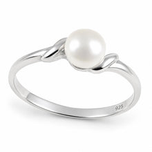 Load image into Gallery viewer, Delicate .925 Sterling Silver White Pearl Solitaire Ring