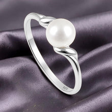 Load image into Gallery viewer, Delicate .925 Sterling Silver White Pearl Solitaire Ring