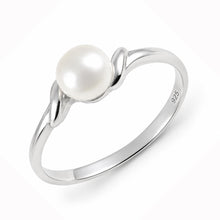 Load image into Gallery viewer, Delicate .925 Sterling Silver White Pearl Solitaire Ring